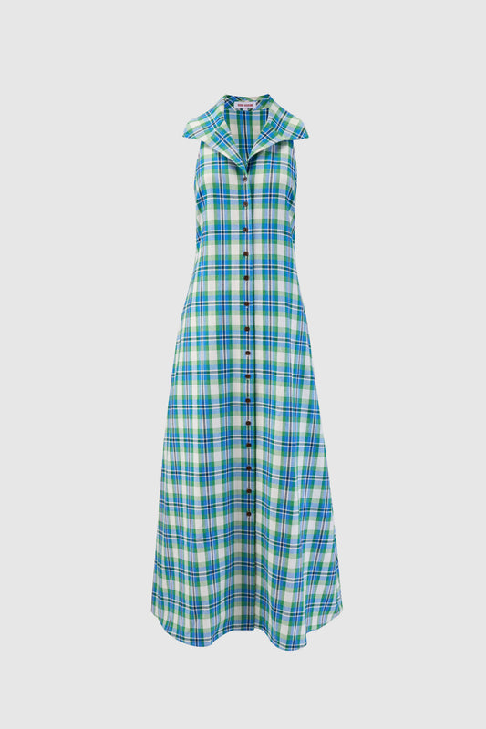 Take It Or Sleeveless Dress in Patio Plaid Woven Cotton