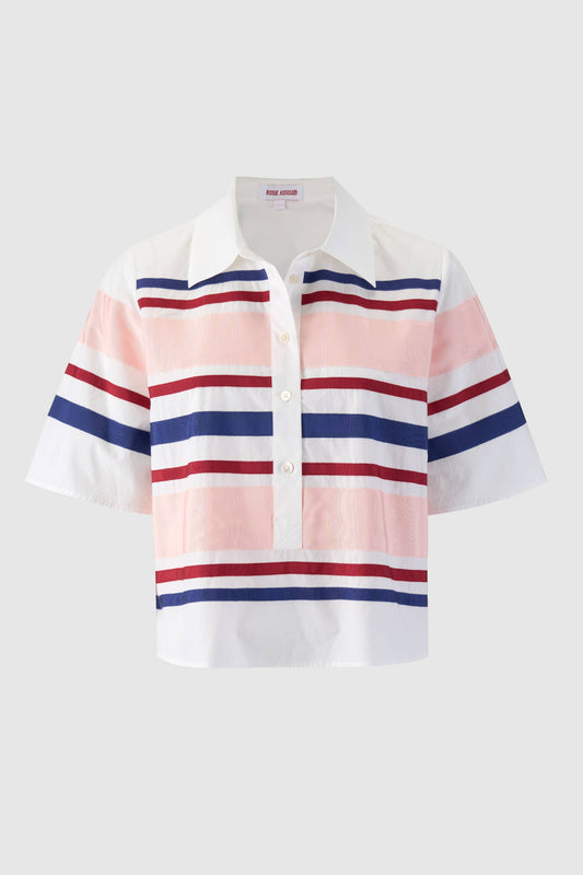 Ribbon Rugby Top in Cotton Poplin