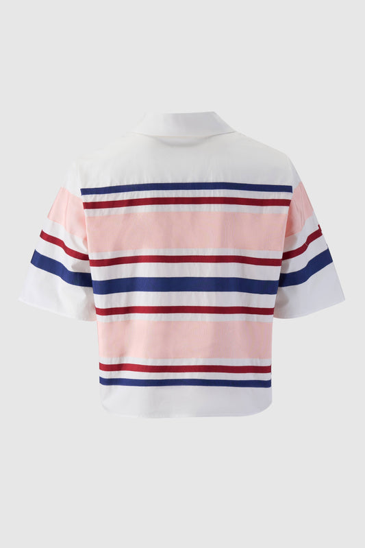 Ribbon Rugby Top in Cotton Poplin