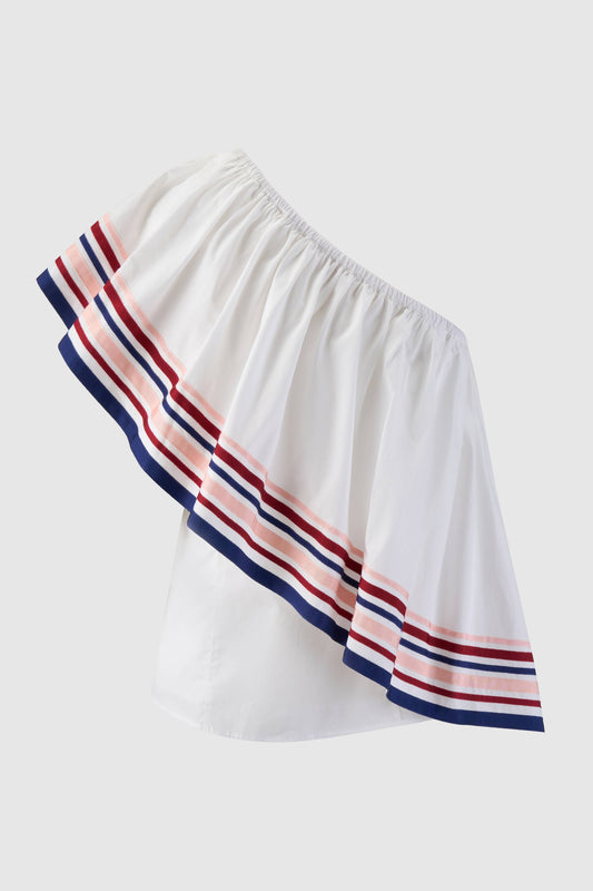 Ribbon Wedge Top in Cotton Poplin