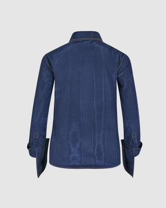 Nouveau Western Cuff Button Up in Ridged Moire