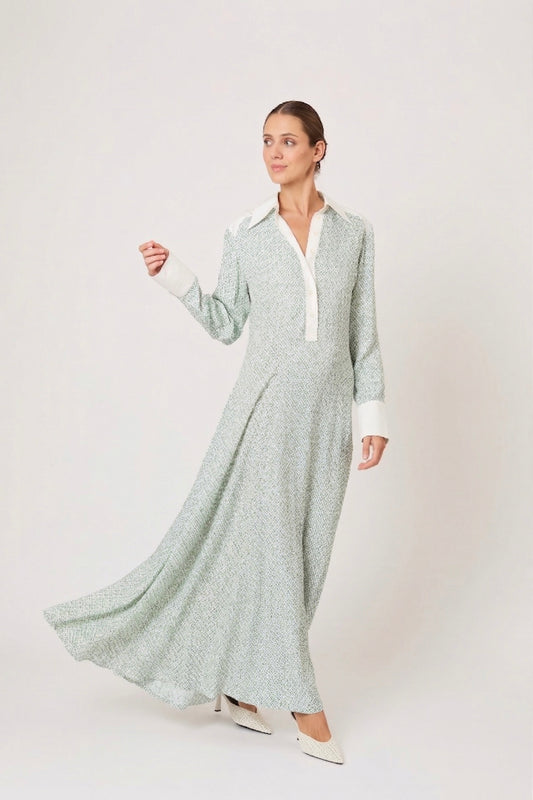 long sleeve groovy dress Vintage Flowy Long Sleeve Mini Dress