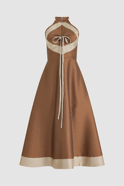 princess polly baby blue dress French Connection Structured Taffeta Polka Dot Dress In Cafe Brown/Cream -  80% Off