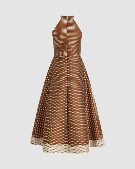 50s Dress in Dot Jacquard Mikado