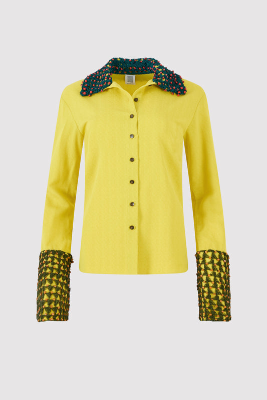 Crochet Button Up in Spongy Crepe