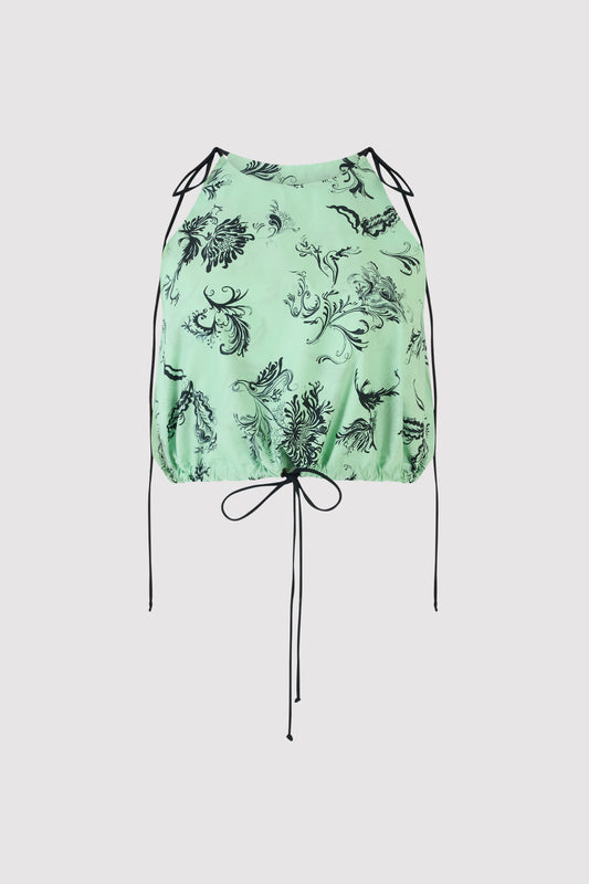 Draw Me Closer Top in Tossed Floral Cotton Poplin