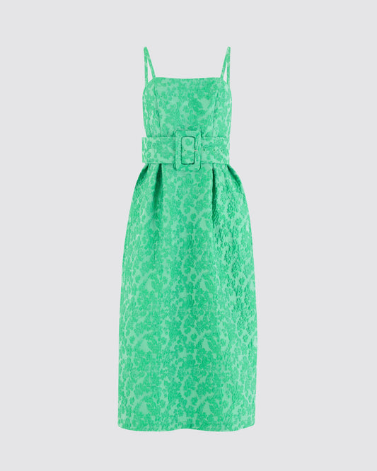Artichoke Dress w/ Belt in Wildflower Cloque