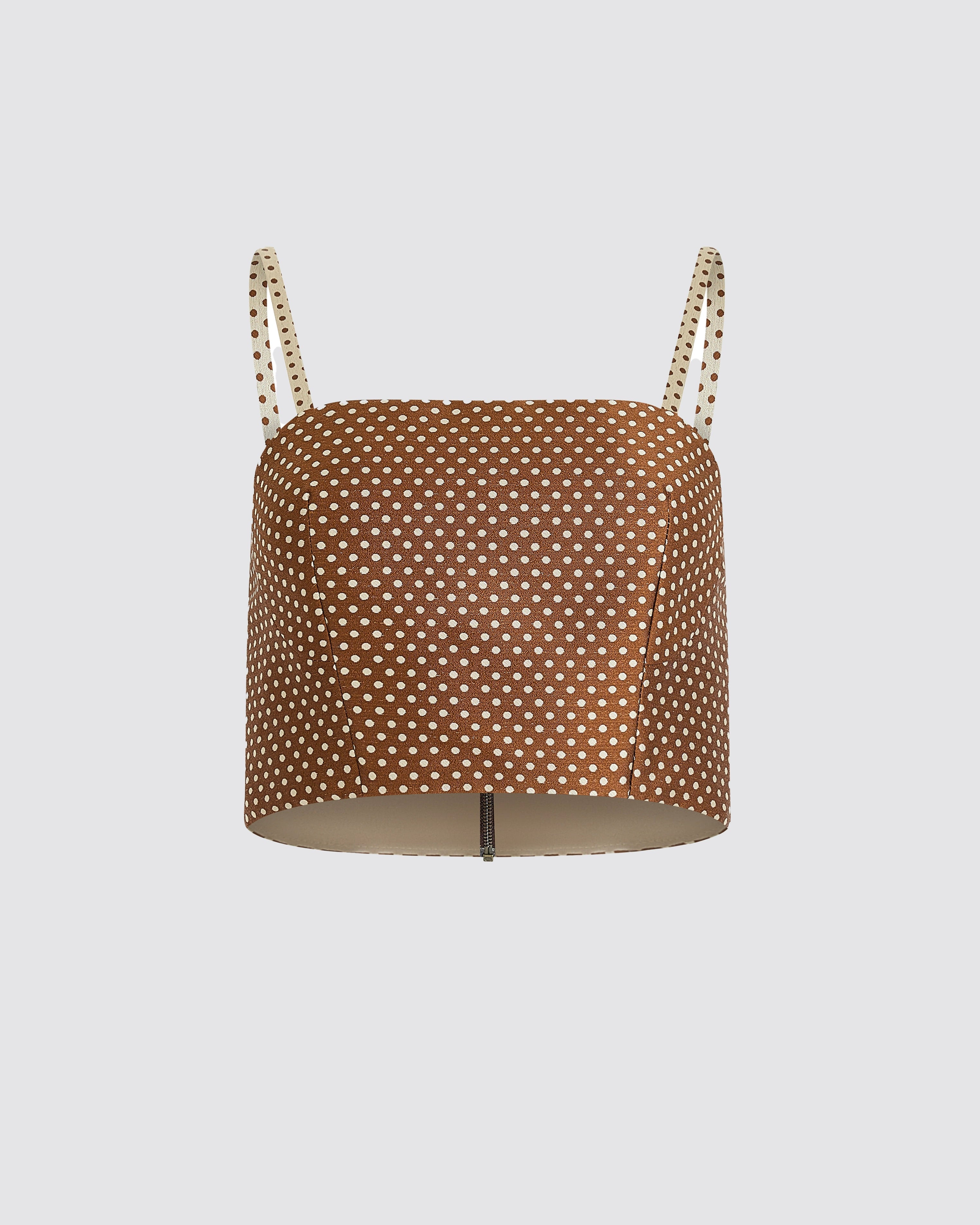 Halfway There Crop Top in Dot Jacquard Mikado – Rosie Assoulin