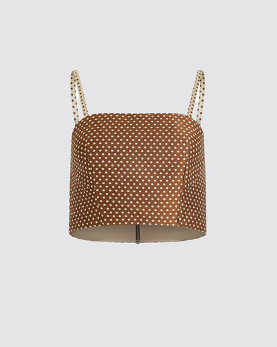 Halfway There Crop Top in Dot Jacquard Mikado
