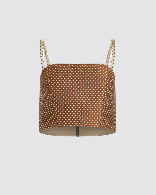 Halfway There Crop Top in Dot Jacquard Mikado