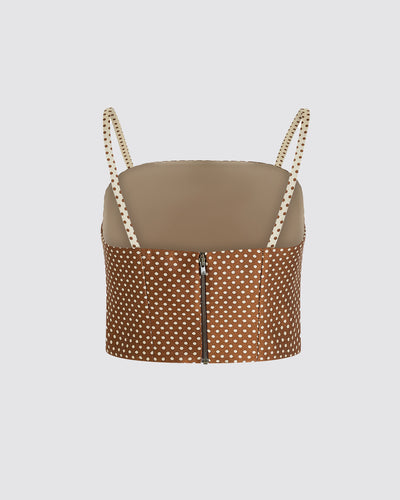 Halfway There Crop Top in Dot Jacquard Mikado