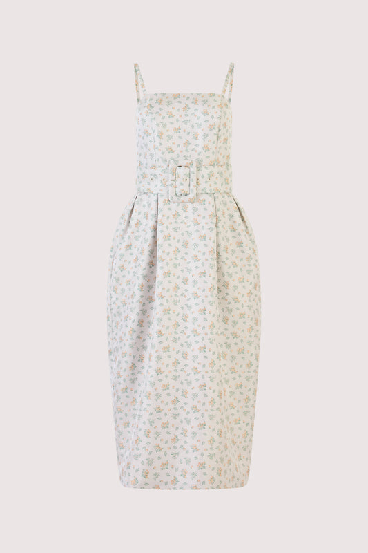 Artichoke Dress w/ Belt in Clementine Jacquard