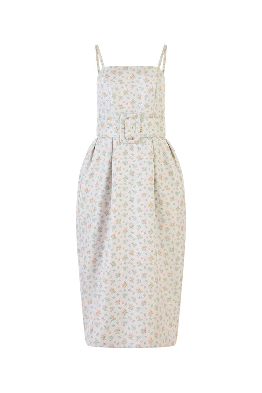 Artichoke Dress w/ Belt in Clementine Jacquard