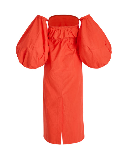 Balloon Sleeve Dress in Cotton Poplin