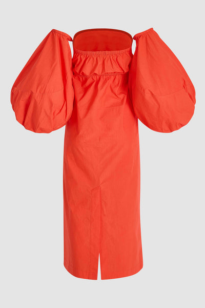 Balloon Sleeve Dress in Cotton Poplin