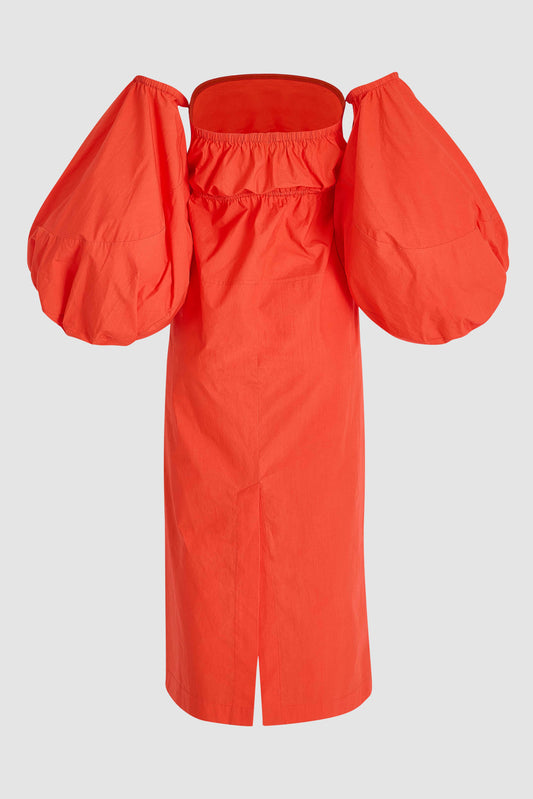 Balloon Sleeve Dress in Cotton Poplin