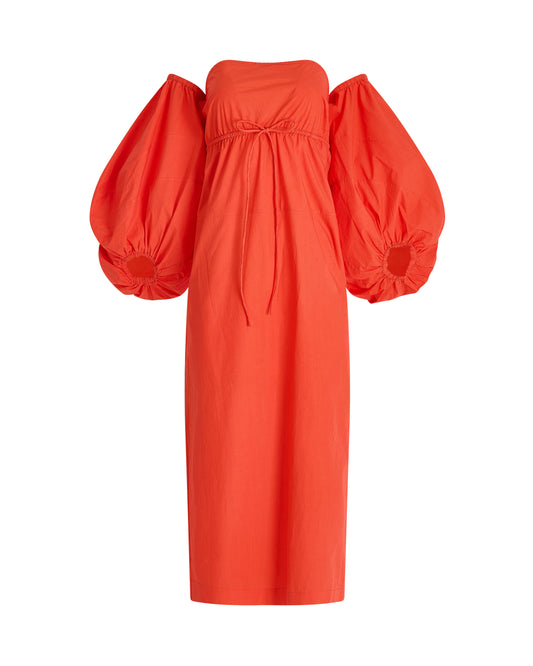 Balloon Sleeve Dress in Cotton Poplin