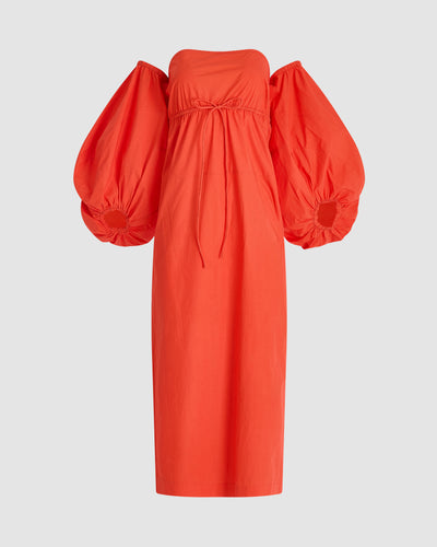 Balloon Sleeve Dress in Cotton Poplin