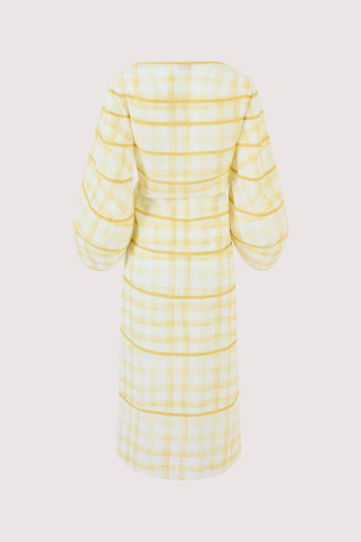 Ribbon Caftan Dress in Watercolor Gingham
