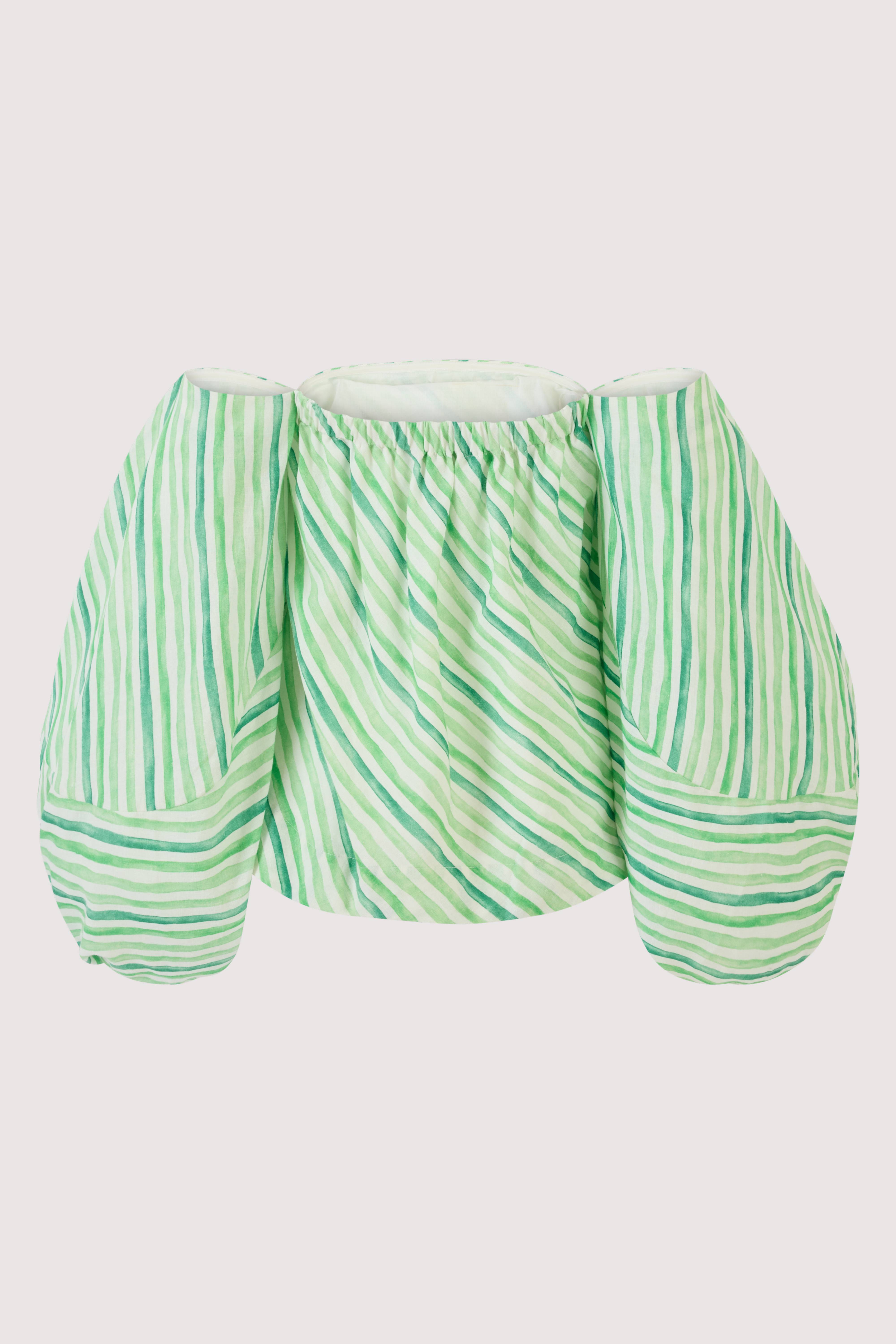 Balloon Sleeve Top in Watercolor Stripe Linen – Rosie Assoulin