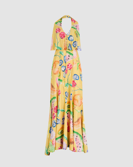 Bat Your Eyelashes Gown in Fruit Silk Jacquard
