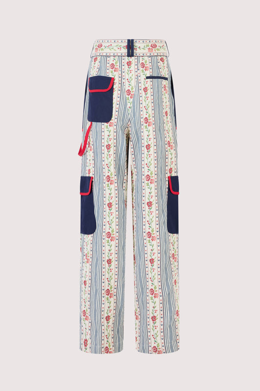 Belted Cargo Pants in Litchfield Floral Jacquard