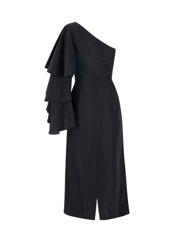 Bidi Bidi Bom Bom Tea Length Dress in Linen Viscose