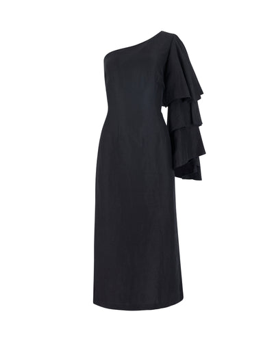 Bidi Bidi Bom Bom Tea Length Dress in Linen Viscose