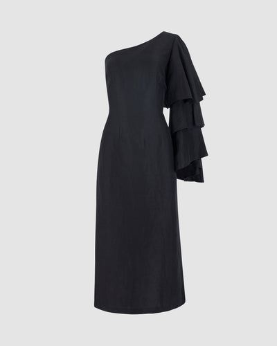 Bidi Bidi Bom Bom Tea Length Dress in Linen Viscose