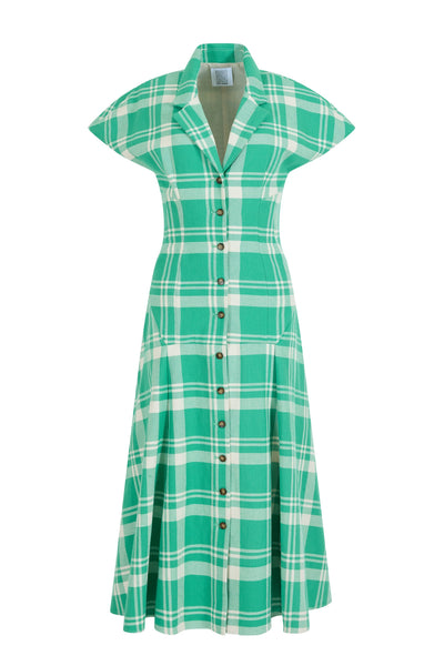 Blazer Hippy Dress in Woven Cotton Plaid Rosie Assoulin Blazer Hippy Dress in Woven Cotton Plaid Rosie Assoulin