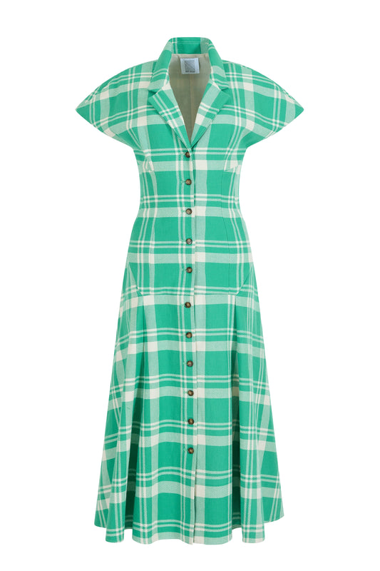 Blazer Hippy Dress in Woven Cotton Plaid