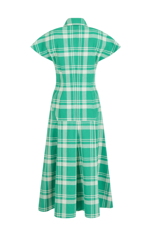 Blazer Hippy Dress in Woven Cotton Plaid