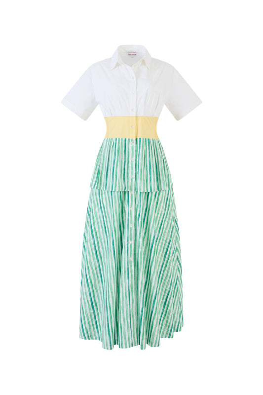 Boogie Woogie Bugle Boy Dress in Watercolor Stripe Poplin