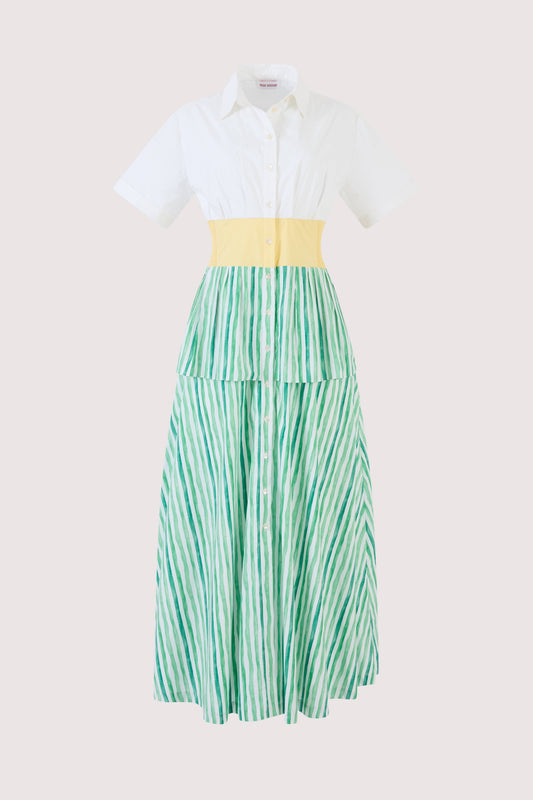 Boogie Woogie Bugle Boy Dress in Watercolor Stripe Poplin