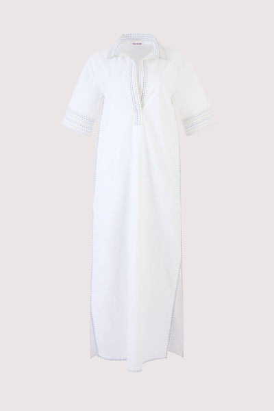 Caftan Dress in Trapunto Cotton