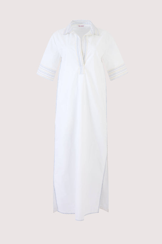 Caftan Dress in Trapunto Cotton