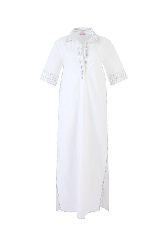 Caftan Dress in Trapunto Cotton