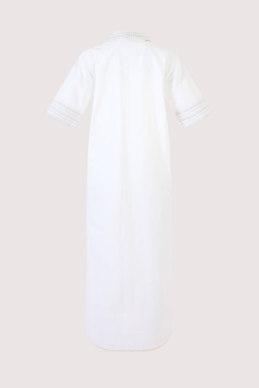 Caftan Dress in Trapunto Cotton