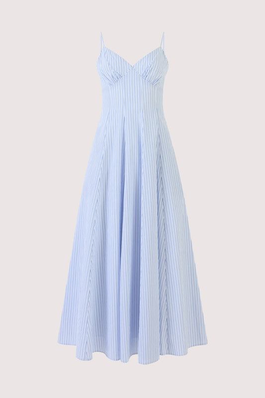 Cami Maxi Dress in Men's Shirting Blue Stripe