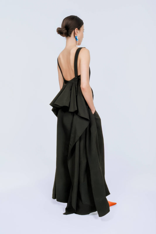 Junk in the Trunk Long Vest in Cotton Grosgrain Black / 6