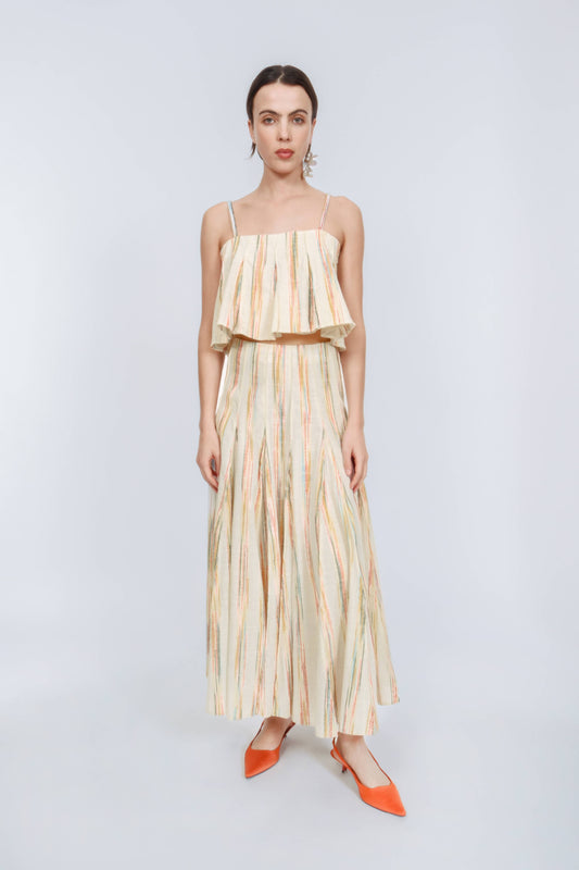 Million Pleats Skirt in Space-Dyed Stripe Rainbow / 12