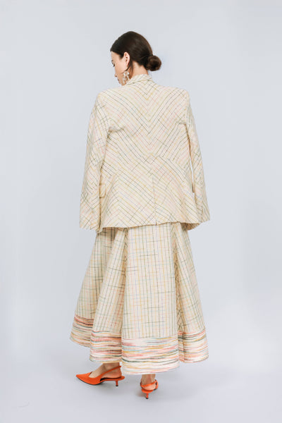 50/50 Blazer in Spaced-Dyed Check Silk