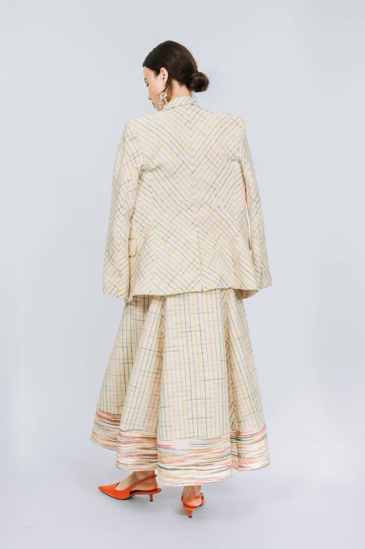 50/50 Blazer in Spaced-Dyed Check Silk