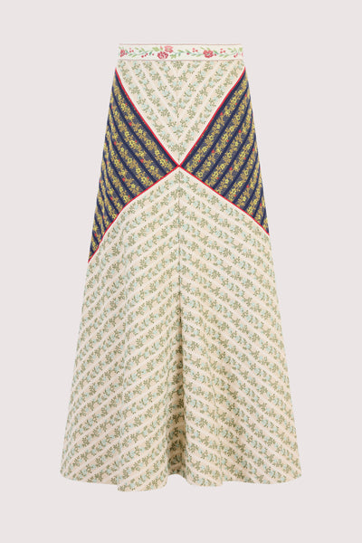 Diamond A-Line Skirt in in English Floral Jacquard