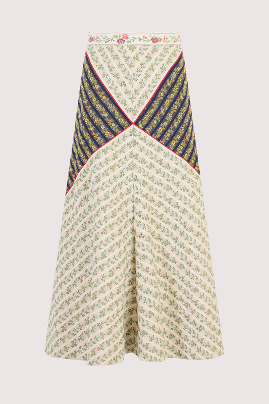 Diamond A-Line Skirt in in English Floral Jacquard