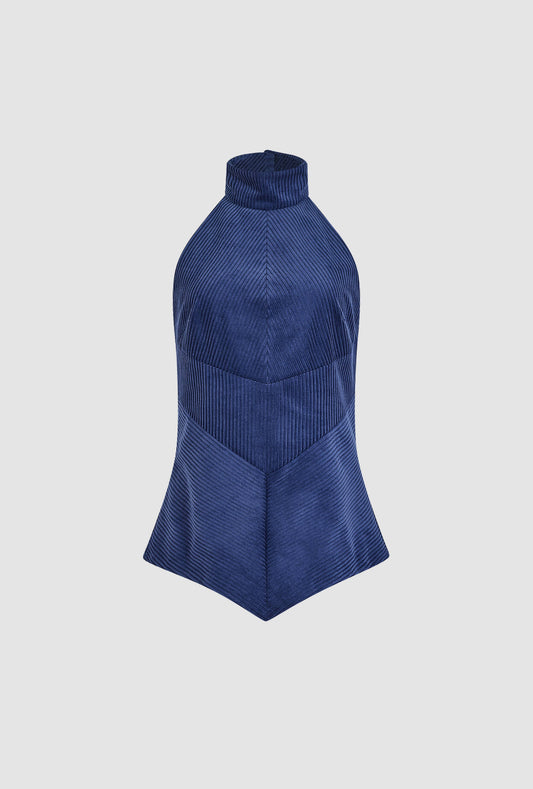 Directional Halter Top in Wide Wale Corduroy