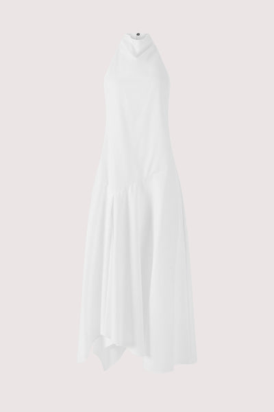 Dropped & Dramatic Dress in Swiss Pique Cotton