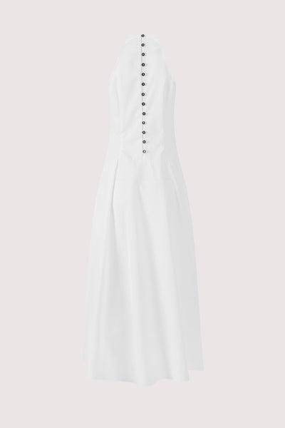 Dropped & Dramatic Dress in Swiss Pique Cotton