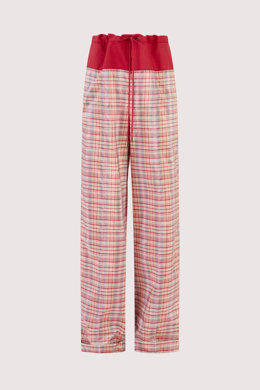 Draw Me Closer Pant in Ombre Plaid Silk Taffeta
