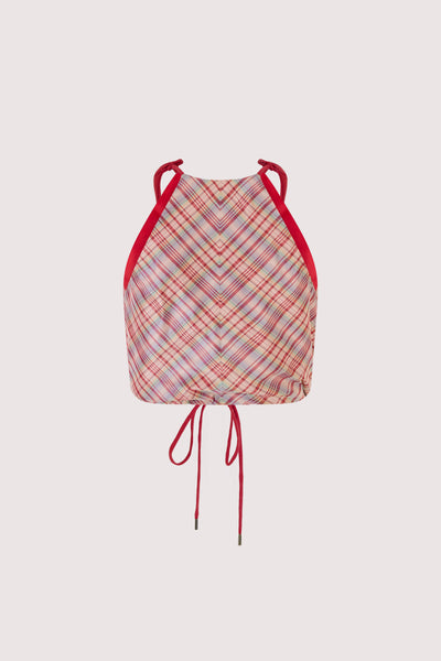 Draw Me Closer Top in Ombre Plaid Silk Taffeta